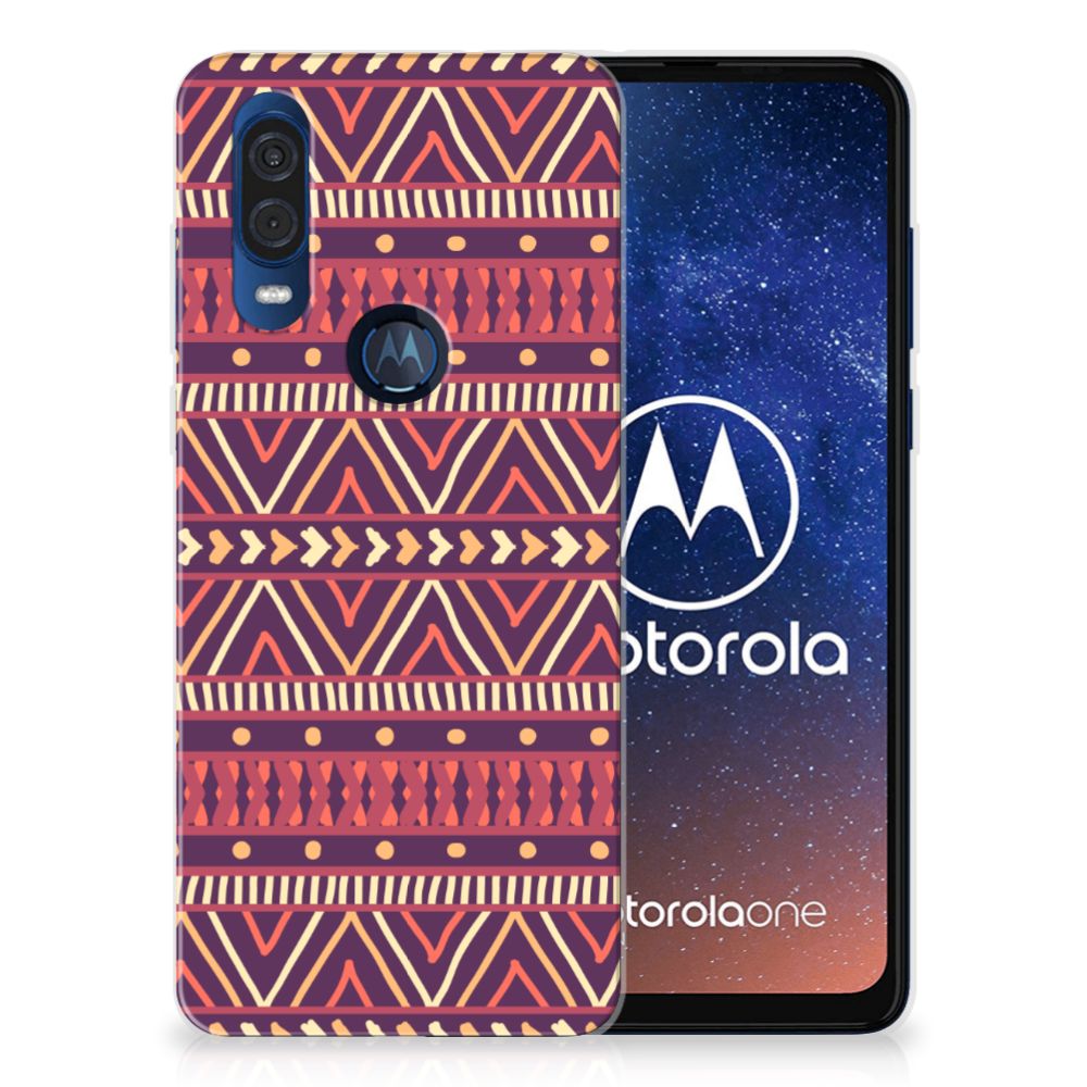 Motorola One Vision TPU bumper Aztec Paars
