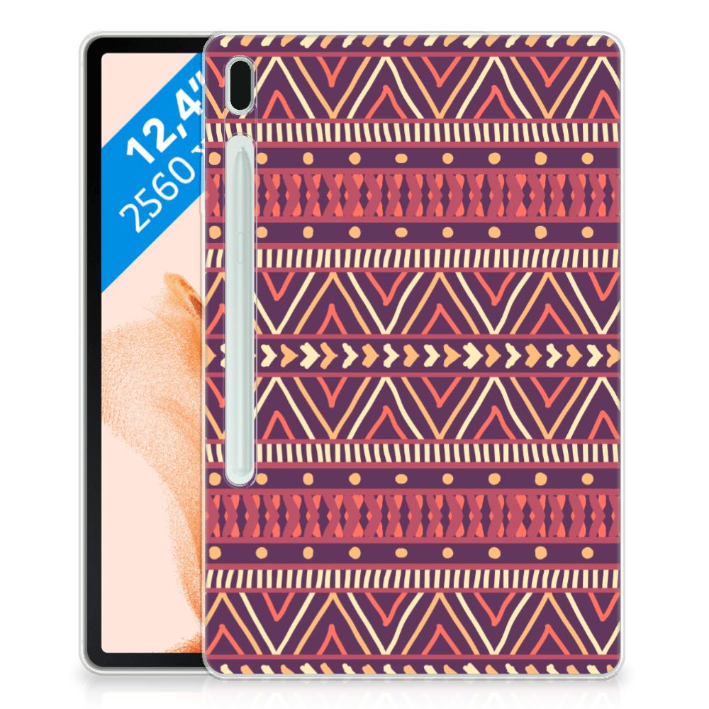Samsung Galaxy Tab S7FE Hippe Hoes Aztec Paars