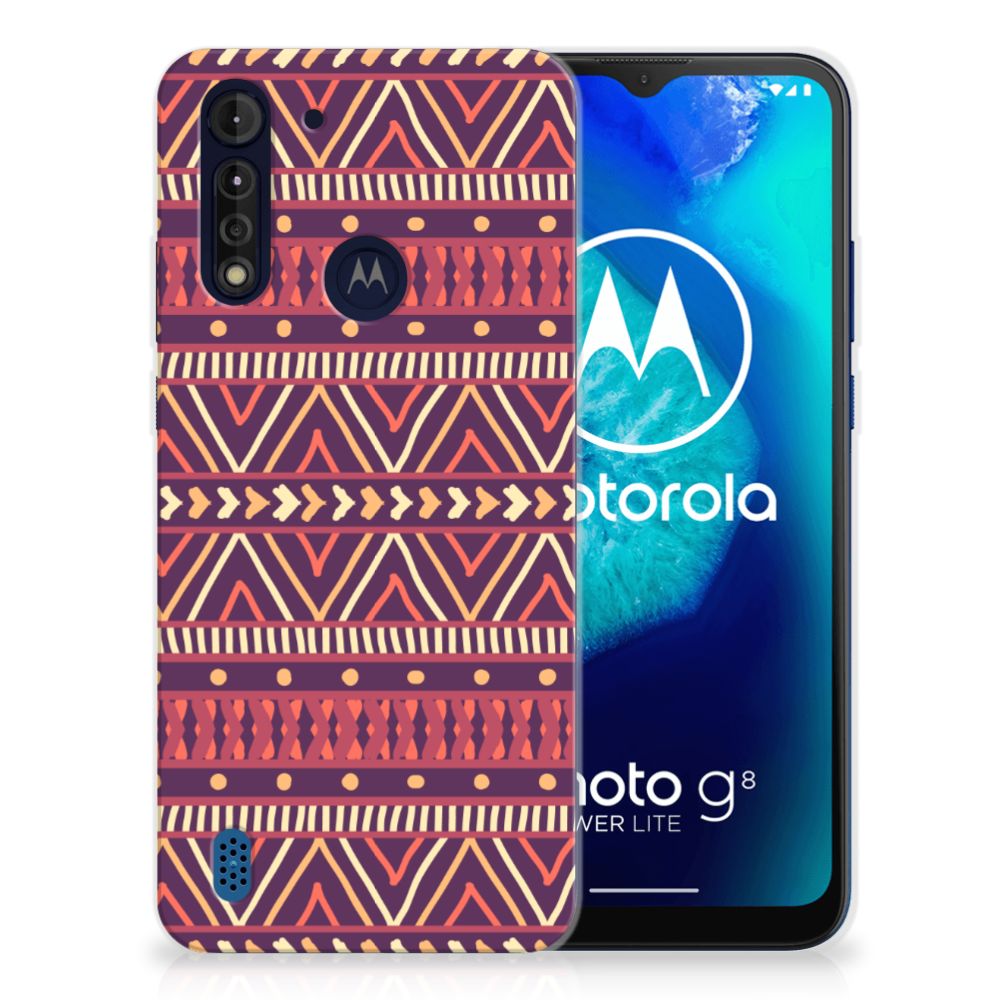 Motorola Moto G8 Power Lite TPU bumper Aztec Paars