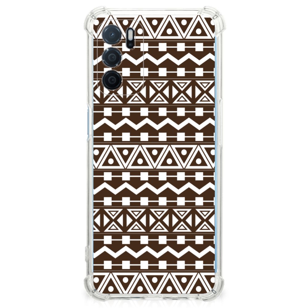 OPPO A16 | A16s | A54s Doorzichtige Silicone Hoesje Aztec Brown