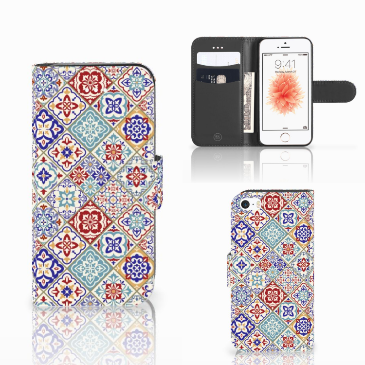 Apple iPhone 5 | 5s | SE Uniek Boekhoesje Tiles Color