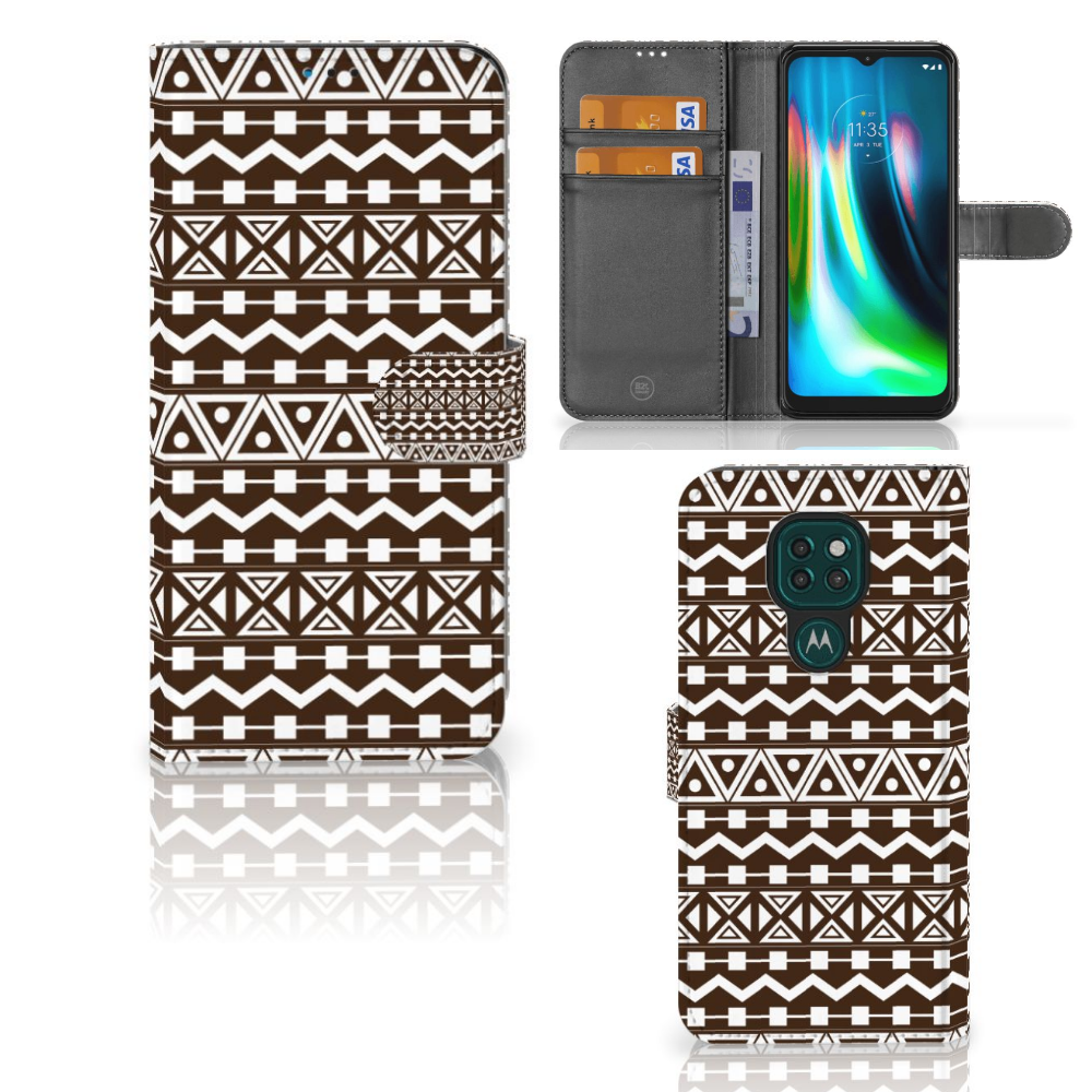 Motorola Moto G9 Play | E7 Plus Telefoon Hoesje Aztec Brown