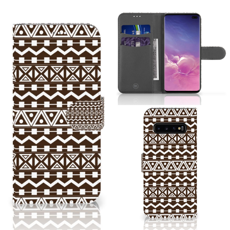Samsung Galaxy S10 Plus Telefoon Hoesje Aztec Brown