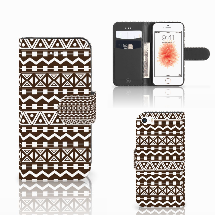 Apple iPhone 5 | 5s | SE Telefoon Hoesje Aztec Brown