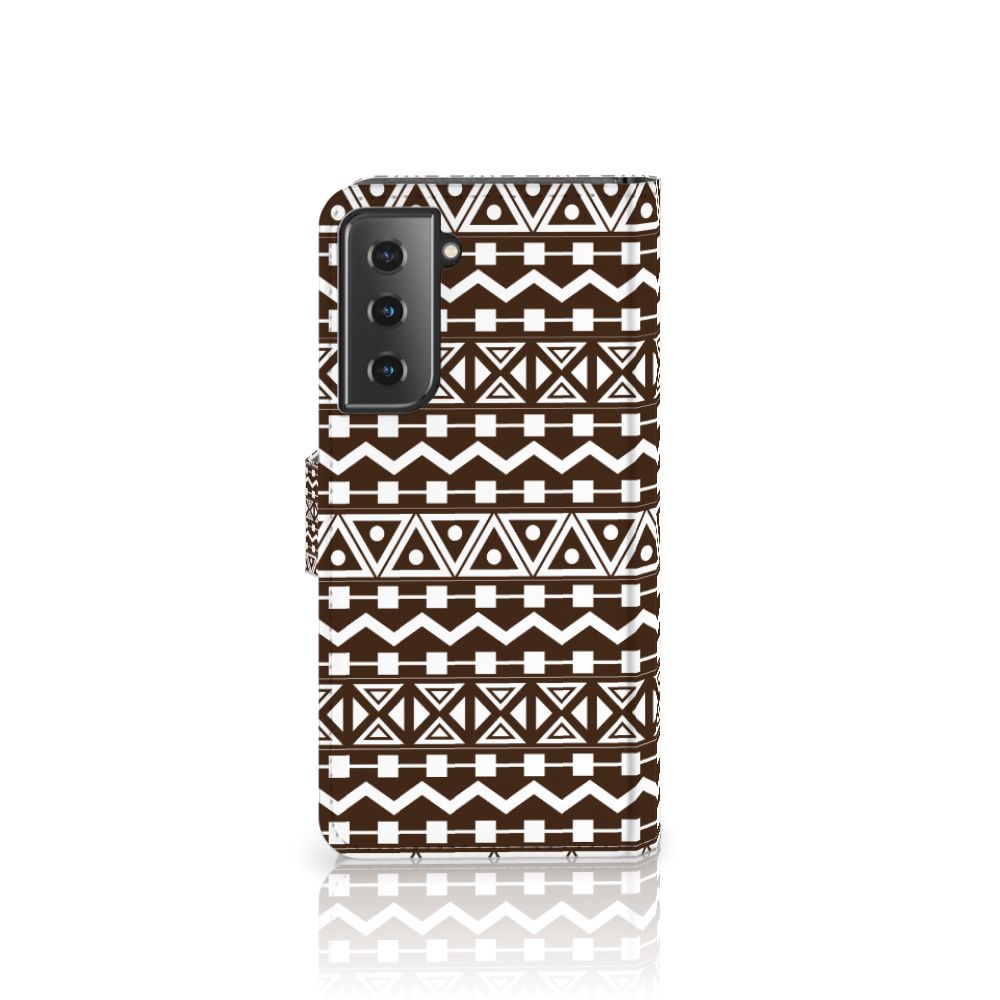 Samsung Galaxy S21 Telefoon Hoesje Aztec Brown