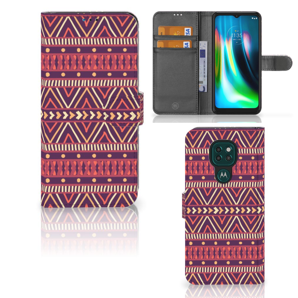 Motorola Moto G9 Play | E7 Plus Telefoon Hoesje Aztec Paars