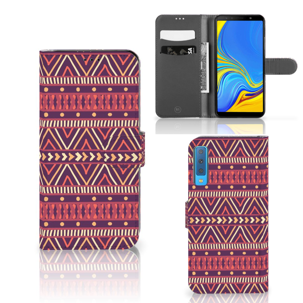 Samsung Galaxy A7 (2018) Telefoon Hoesje Aztec Paars