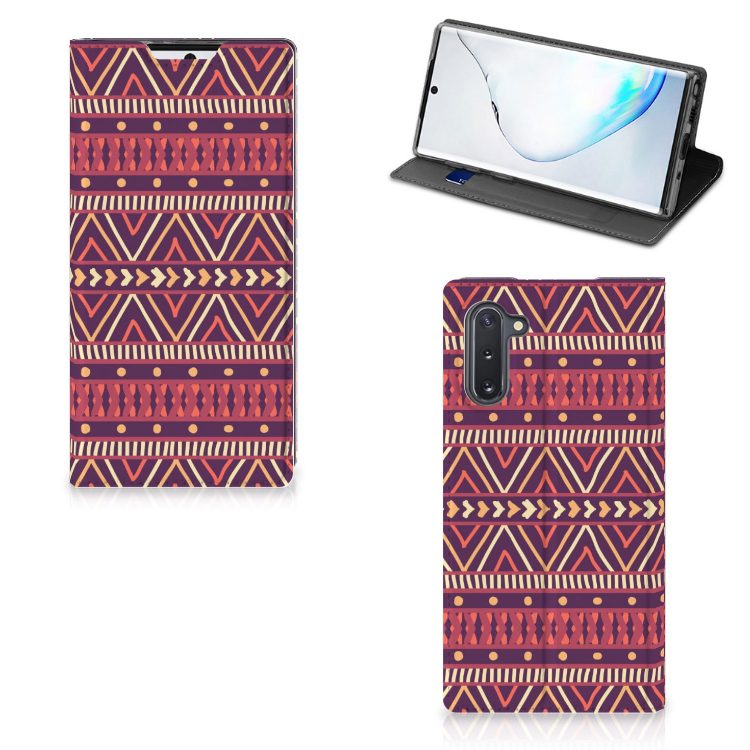 Samsung Galaxy Note 10 Hoesje met Magneet Aztec Paars