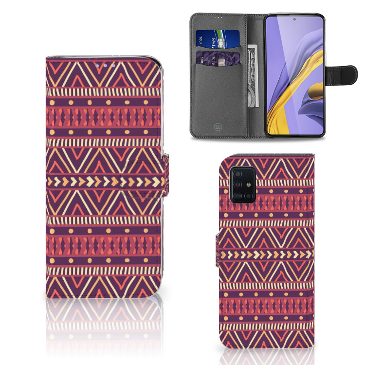 Samsung Galaxy A51 Telefoon Hoesje Aztec Paars