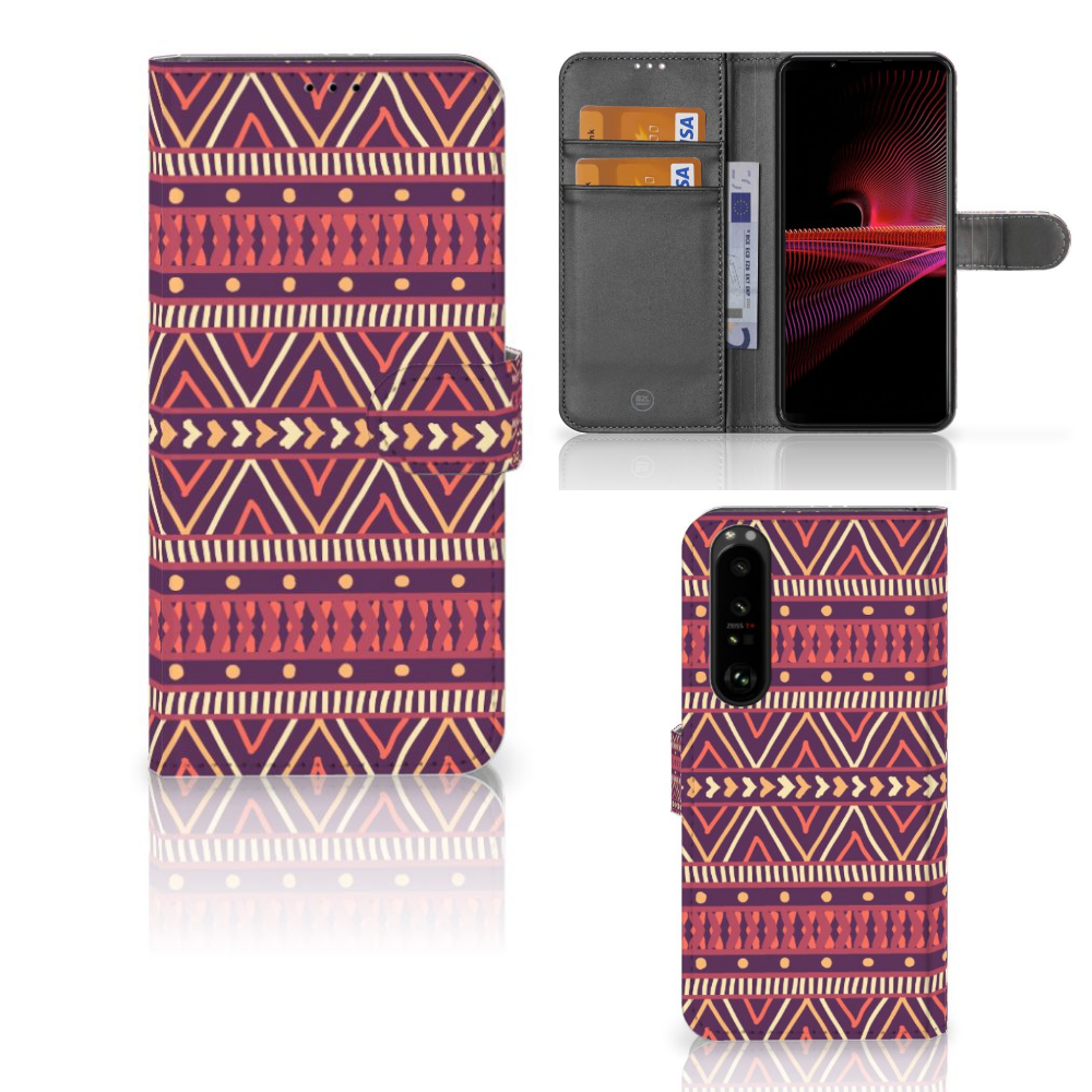 Sony Xperia 1 III Telefoon Hoesje Aztec Paars