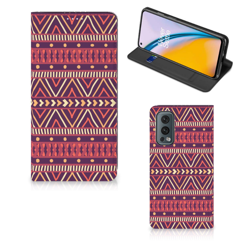 OnePlus Nord 2 5G Hoesje met Magneet Aztec Paars