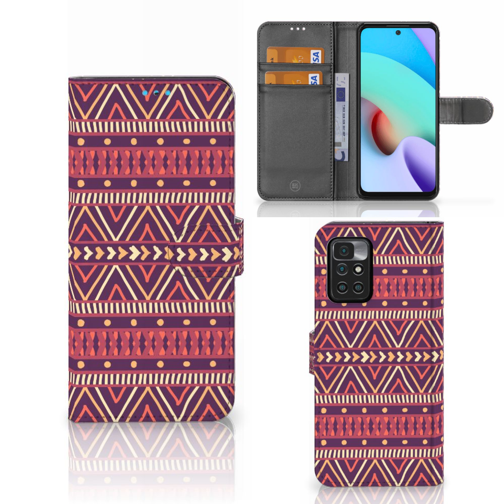 Xiaomi Redmi 10 Telefoon Hoesje Aztec Paars