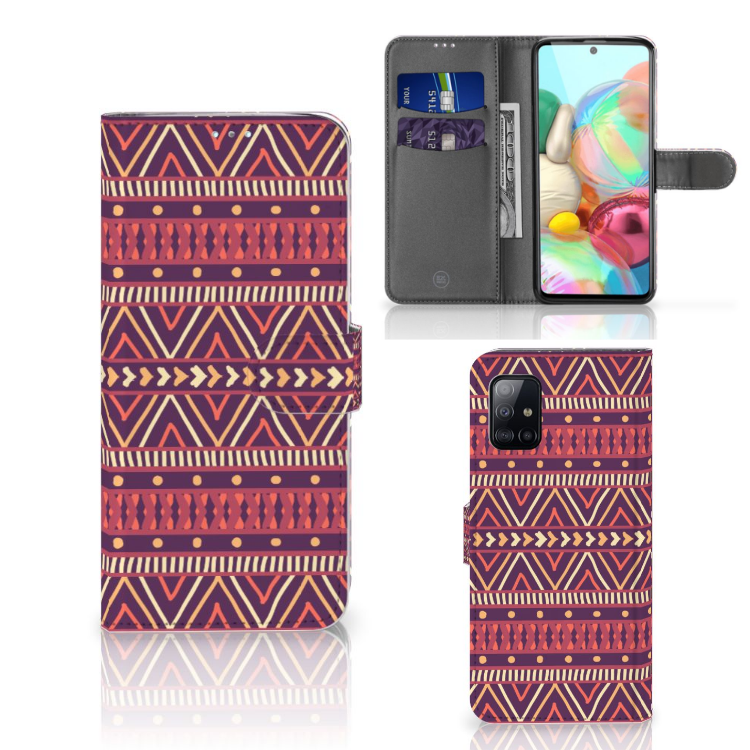 Samsung Galaxy A71 Telefoon Hoesje Aztec Paars