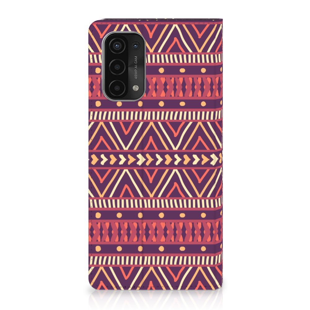 OPPO A54 5G | A74 5G | A93 5G Hoesje met Magneet Aztec Paars