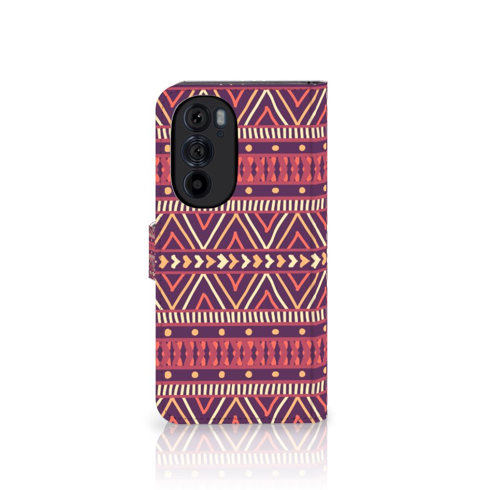 Motorola Edge 30 Pro Telefoon Hoesje Aztec Paars