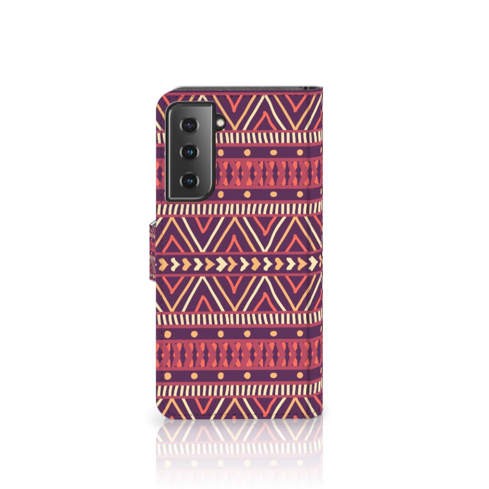 Samsung Galaxy S21 Telefoon Hoesje Aztec Paars