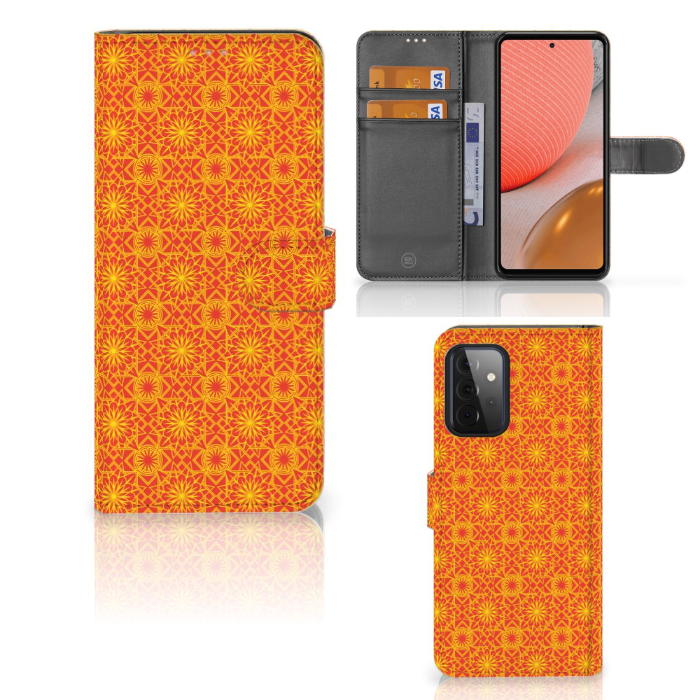 Samsung Galaxy A72 Telefoon Hoesje Batik Oranje