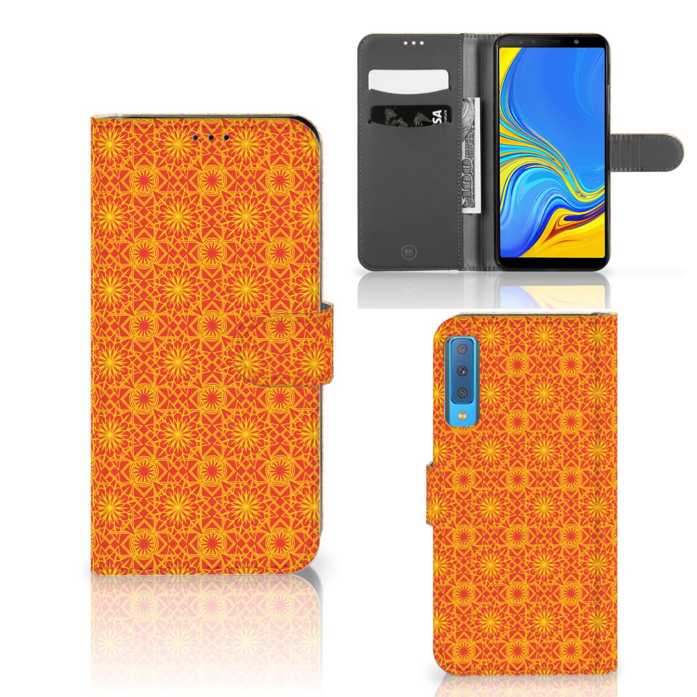 Samsung Galaxy A7 (2018) Telefoon Hoesje Batik Oranje