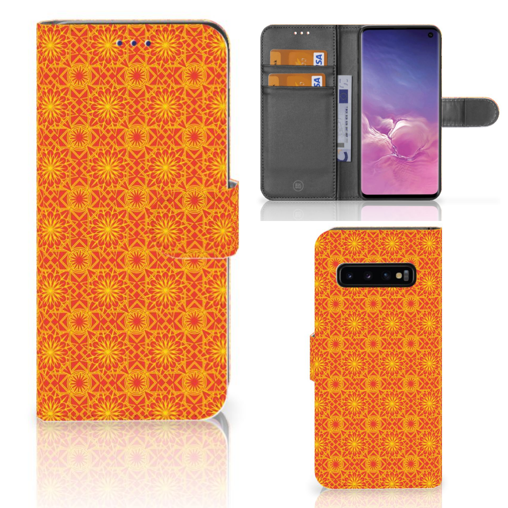 Samsung Galaxy S10 Telefoon Hoesje Batik Oranje