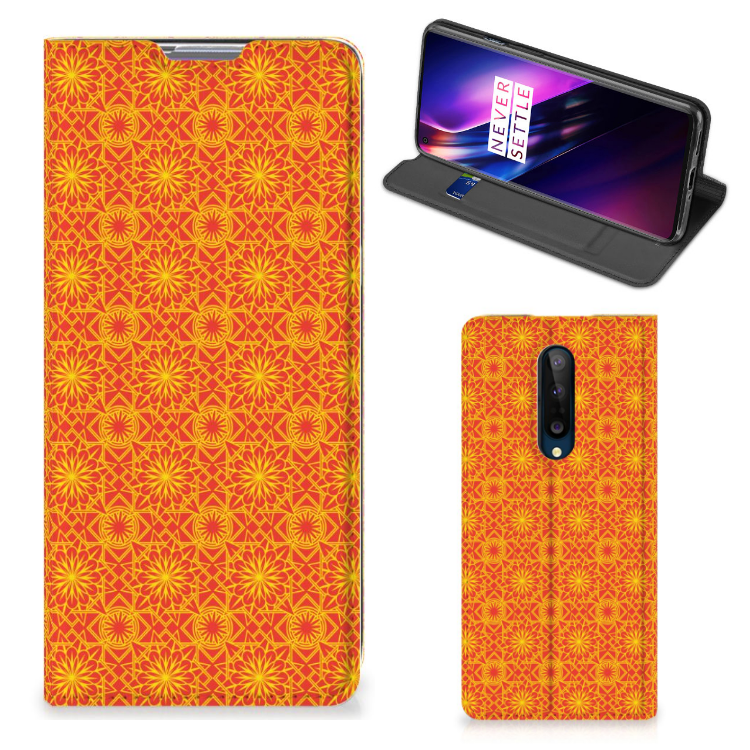 OnePlus 8 Hoesje met Magneet Batik Oranje