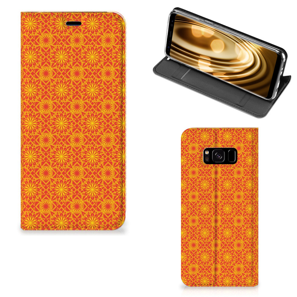 Samsung Galaxy S8 Hoesje met Magneet Batik Oranje