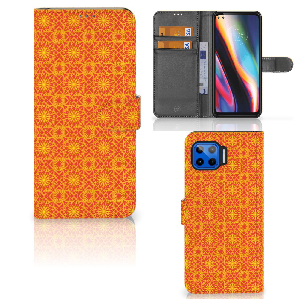 Motorola Moto G 5G Plus Telefoon Hoesje Batik Oranje