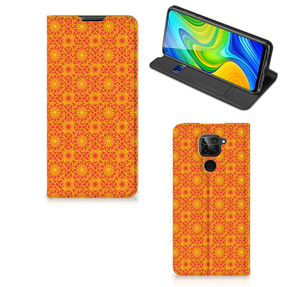 Xiaomi Redmi Note 9 Hoesje met Magneet Batik Oranje