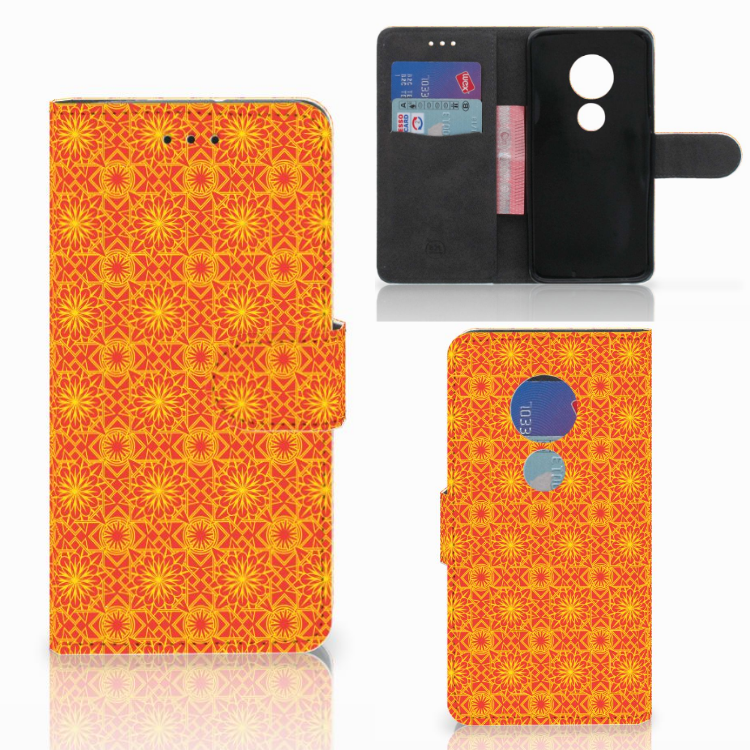 Motorola Moto G7 Play Telefoon Hoesje Batik Oranje