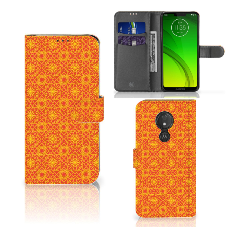 Motorola Moto G7 Power Telefoon Hoesje Batik Oranje