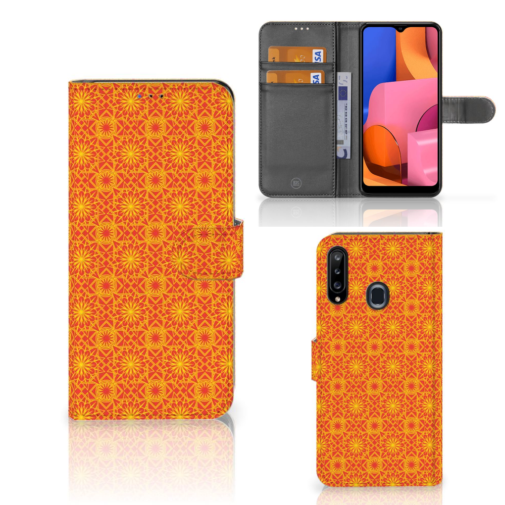 Samsung Galaxy A20s Telefoon Hoesje Batik Oranje
