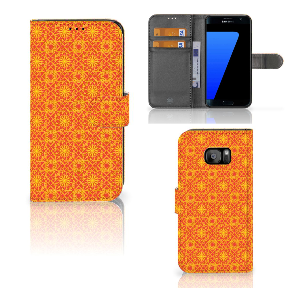 Samsung Galaxy S7 Edge Boekhoesje Design Batik Orange