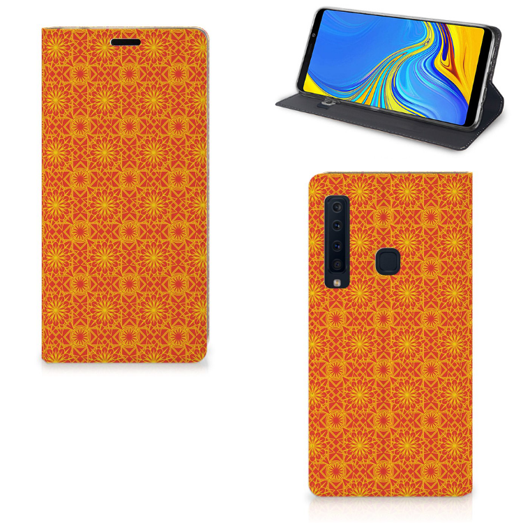 Samsung Galaxy A9 (2018) Hoesje met Magneet Batik Oranje