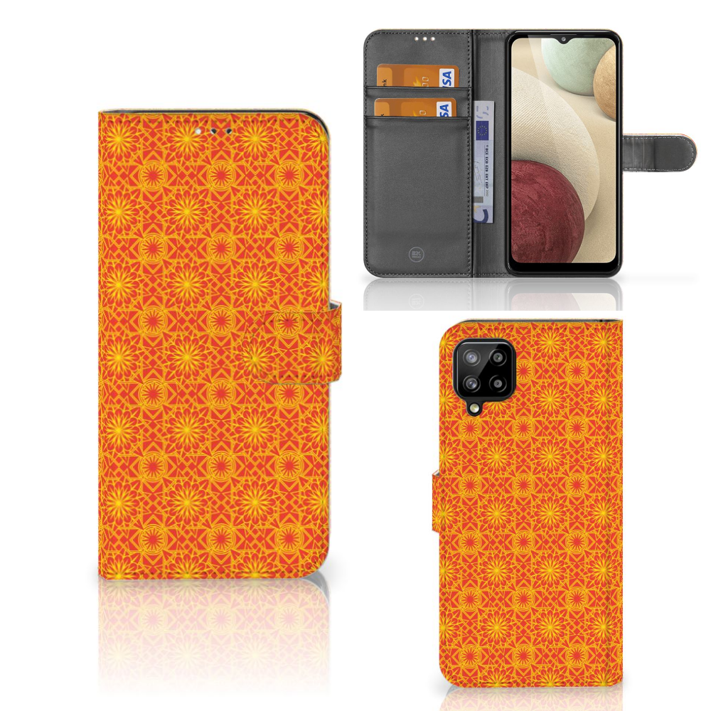 Samsung Galaxy A12 Telefoon Hoesje Batik Oranje