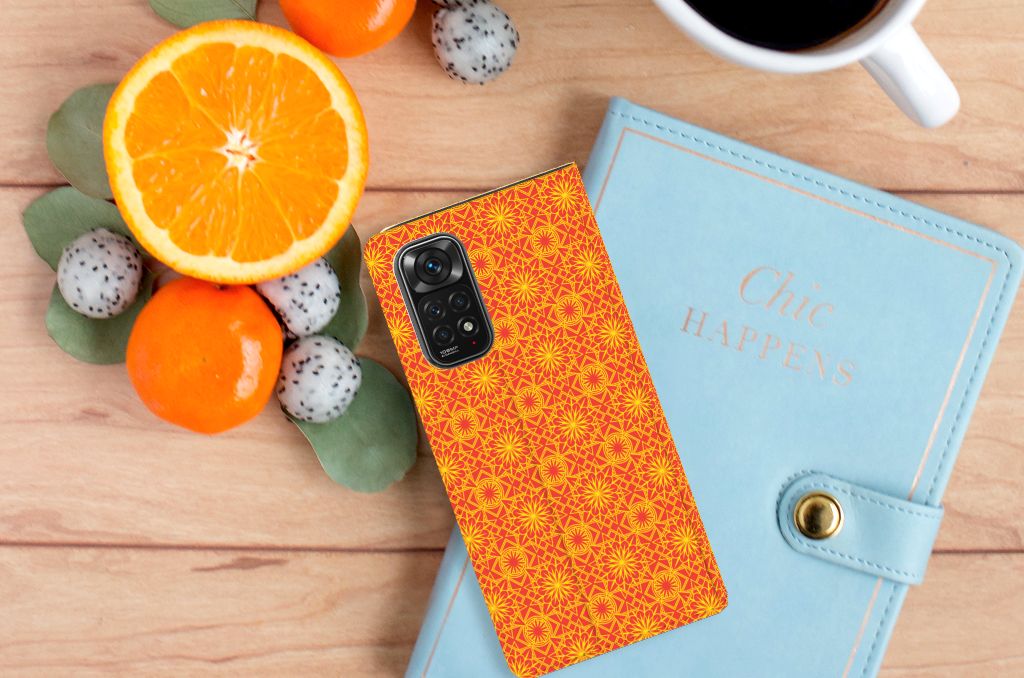 Xiaomi Redmi Note 11/11S Hoesje met Magneet Batik Oranje