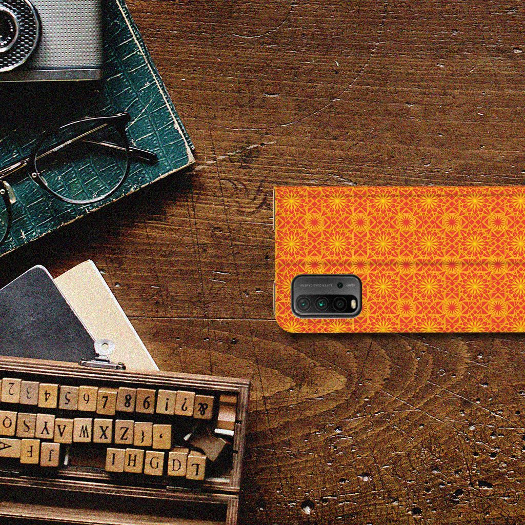 Xiaomi Poco M3 | Redmi 9T Hoesje met Magneet Batik Oranje
