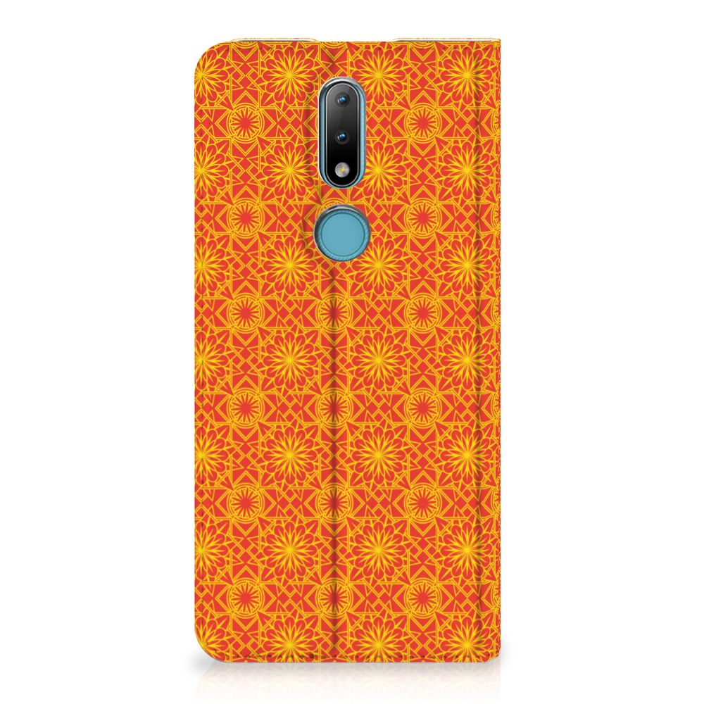 Nokia 2.4 Hoesje met Magneet Batik Oranje