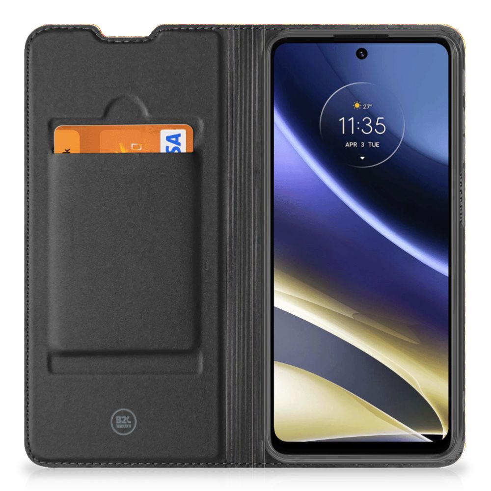 Motorola Moto G51 5G Hoesje met Magneet Batik Oranje
