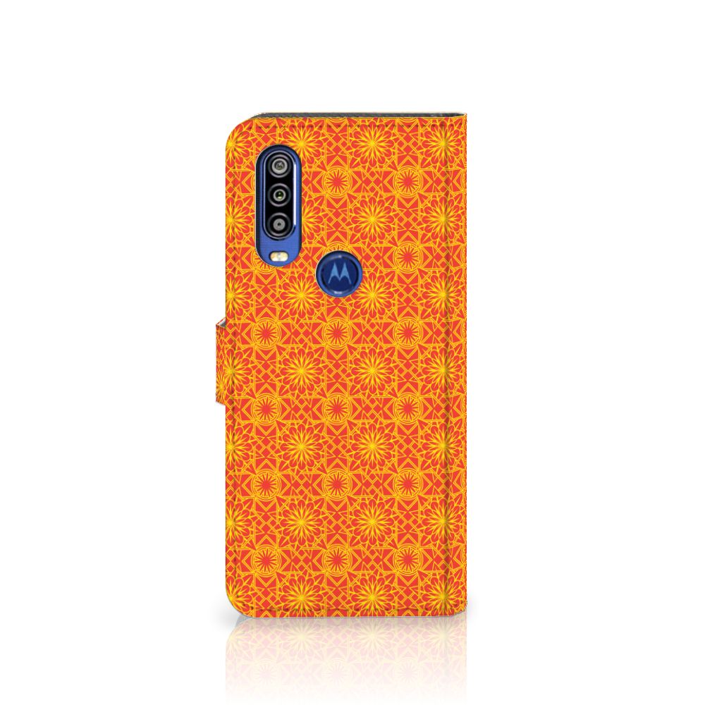Motorola One Action Telefoon Hoesje Batik Oranje