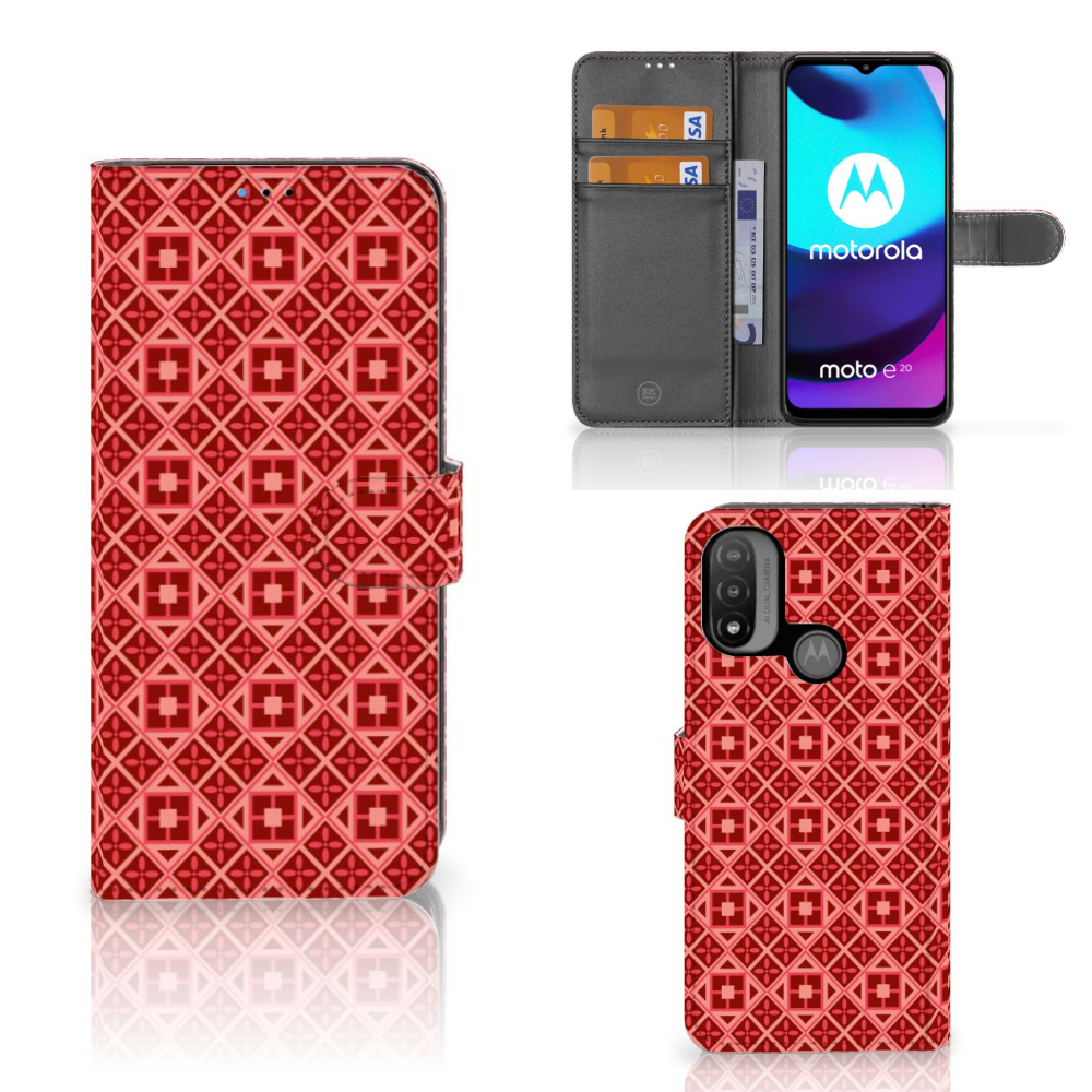 Motorola Moto E20 | E30 | E40 Telefoon Hoesje Batik Rood