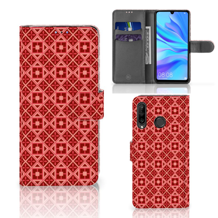 Huawei P30 Lite (2020) Telefoon Hoesje Batik Rood