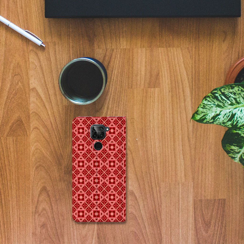 Xiaomi Redmi Note 9 Hoesje met Magneet Batik Rood