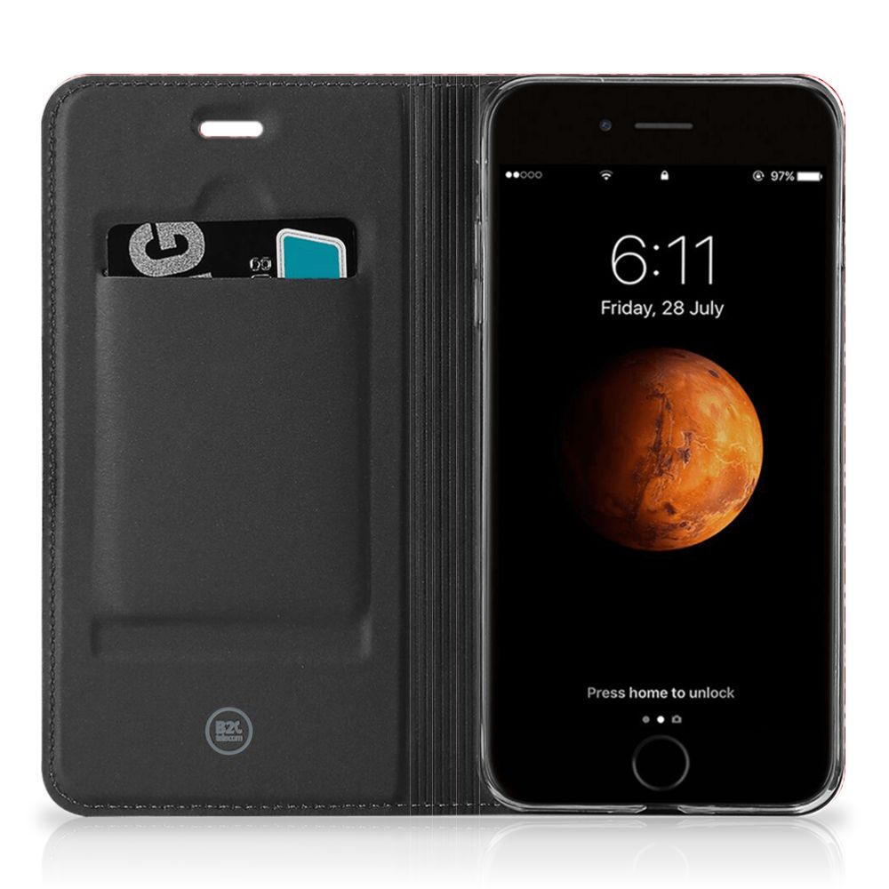 Apple iPhone 7 Plus | 8 Plus Hoesje met Magneet Batik Rood
