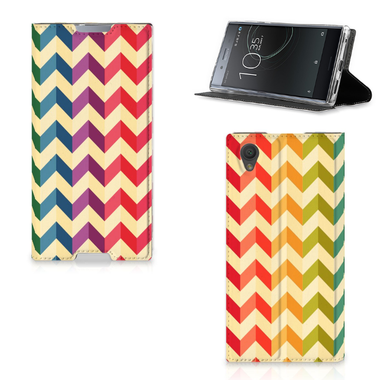 Sony Xperia L1 Uniek Standcase Hoesje Zigzag Color
