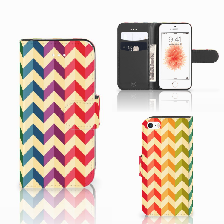 Apple iPhone 5 | 5s | SE Telefoon Hoesje Zigzag Multi Color