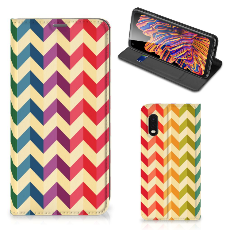Samsung Xcover Pro Hoesje met Magneet Zigzag Multi Color