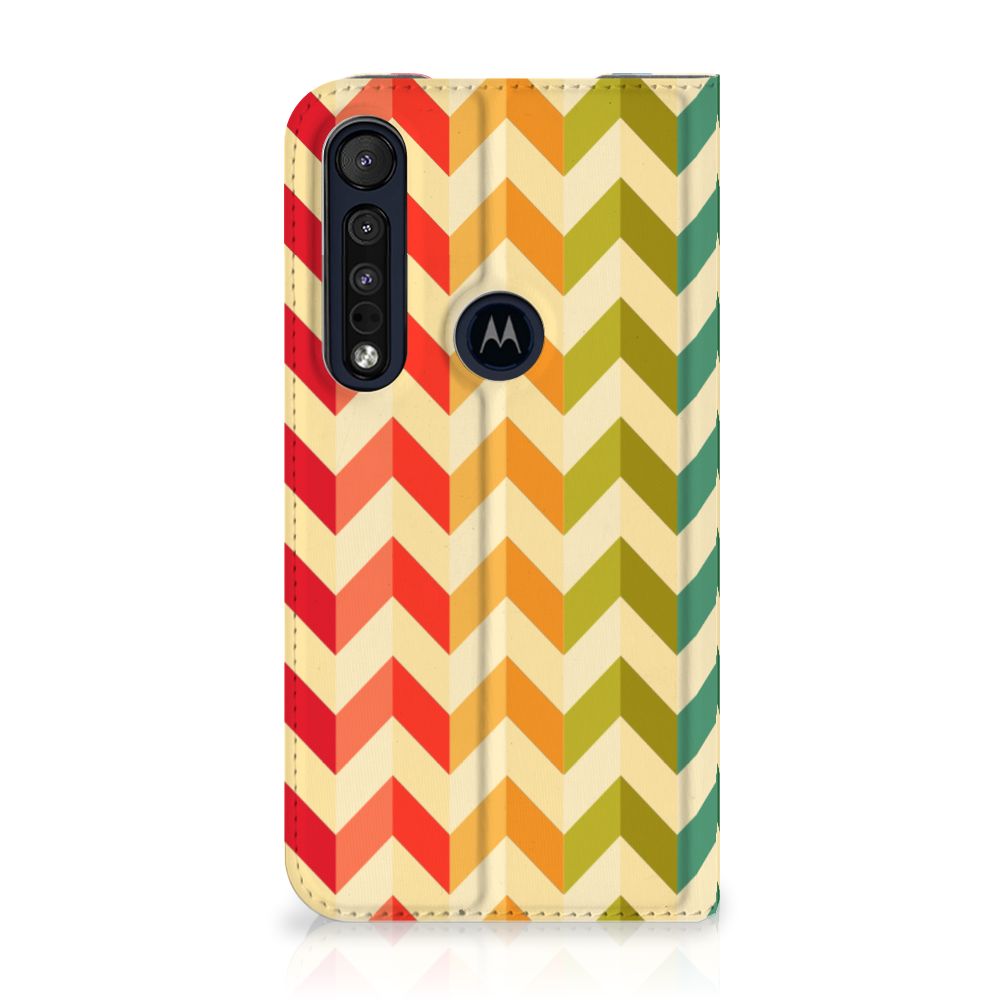 Motorola G8 Plus Hoesje met Magneet Zigzag Multi Color