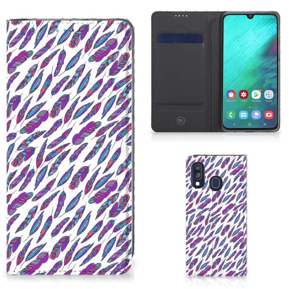 Samsung Galaxy A40 Hoesje met Magneet Feathers Color