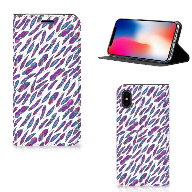 Apple iPhone X | Xs Standcase Hoesje Design Feathers Color