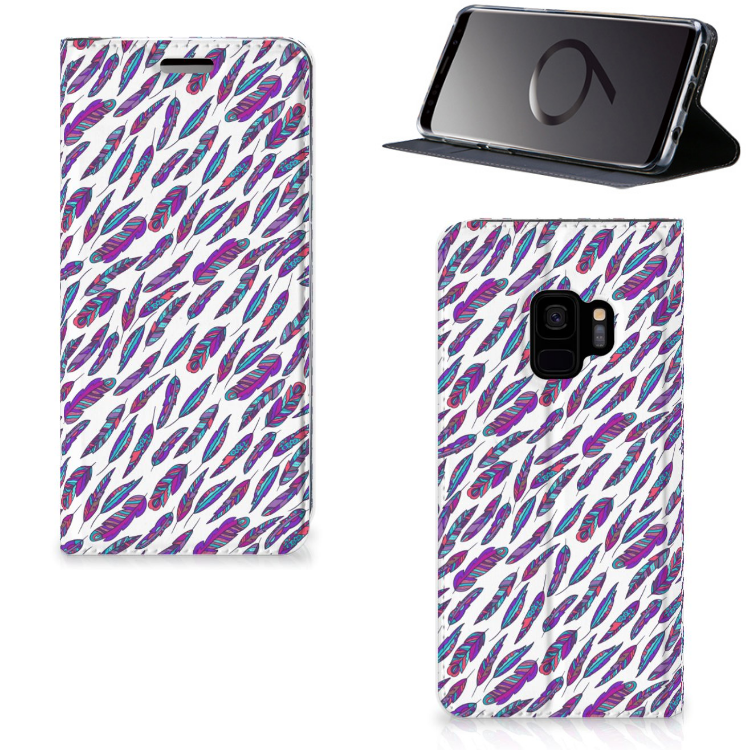 Samsung Galaxy S9 Standcase Hoesje Design Feathers Color