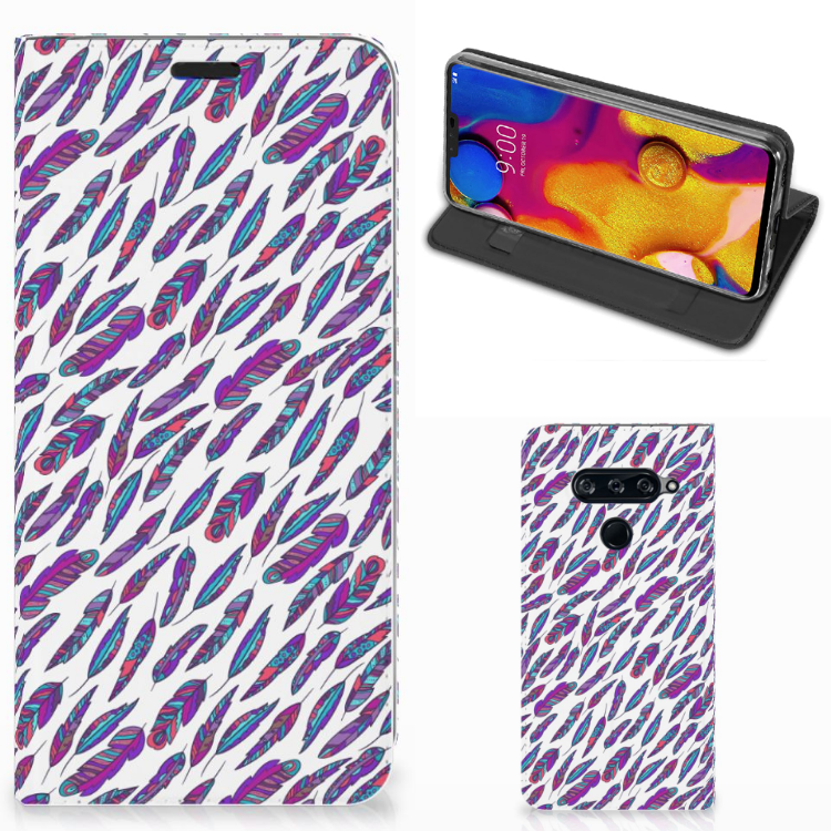 LG V40 Thinq Hoesje met Magneet Feathers Color